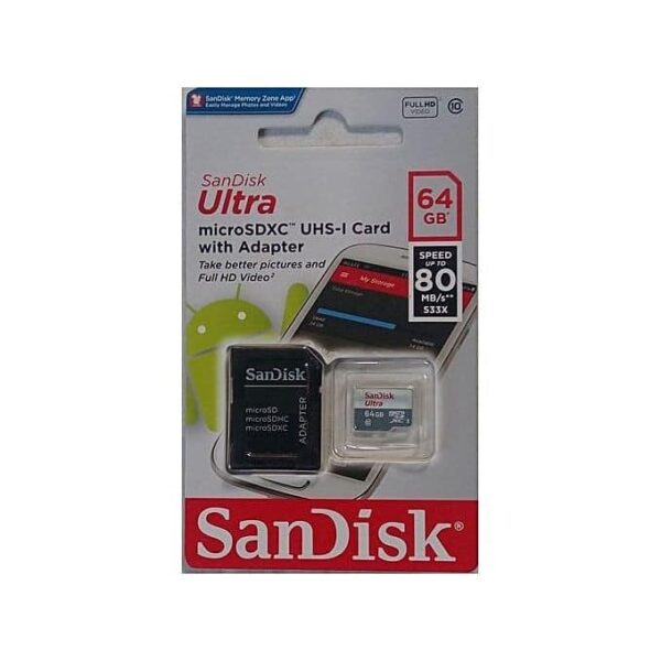 Sandisk 64 GB Ultra Micro SD Card With Adapter - Image 2