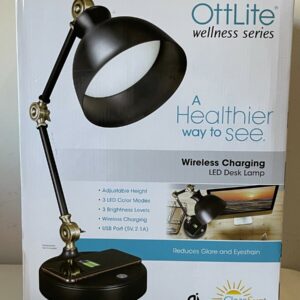 OttLite Wellness Series Wireless Charging LED Adjustable Executive Desk Lamp
