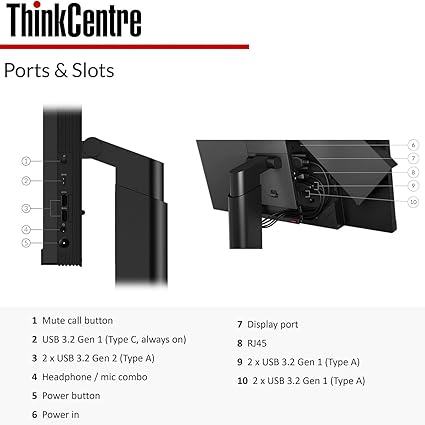 Lenovo ThinkCentre M90a All-in-One Business Computer, 23.8" FHD Display, Intel Core i5-10400 Processor, Webcam, Ethernet, SD Card Reader, USB-C, 6 USB Type-A, Windows 11 Pro (16GB RAM | 512GB SSD) - Image 4